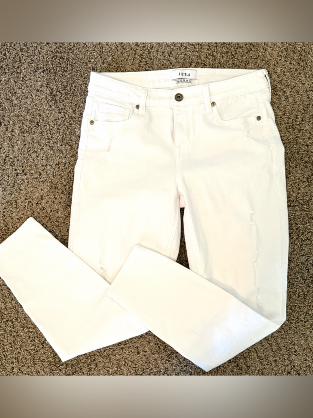 Pistola White Lightly Distressed Jeans Size 28 Stretch Never Worn NWOT